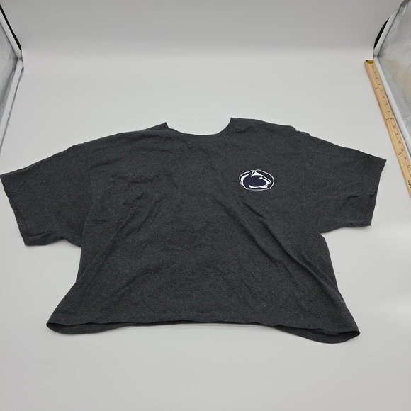 Champion Tops - Champion Penn State Nittany Lions Cropped T-Shirt XL Gray Vertical Back‎ Graphic